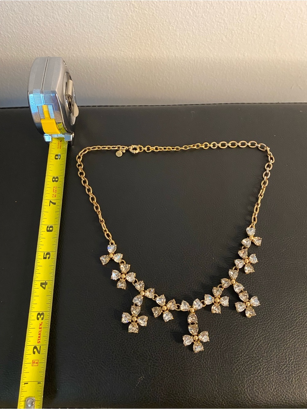 J. Crew Gold and Clear Crystal Floral Bib Necklace - Picture 6 of 11
